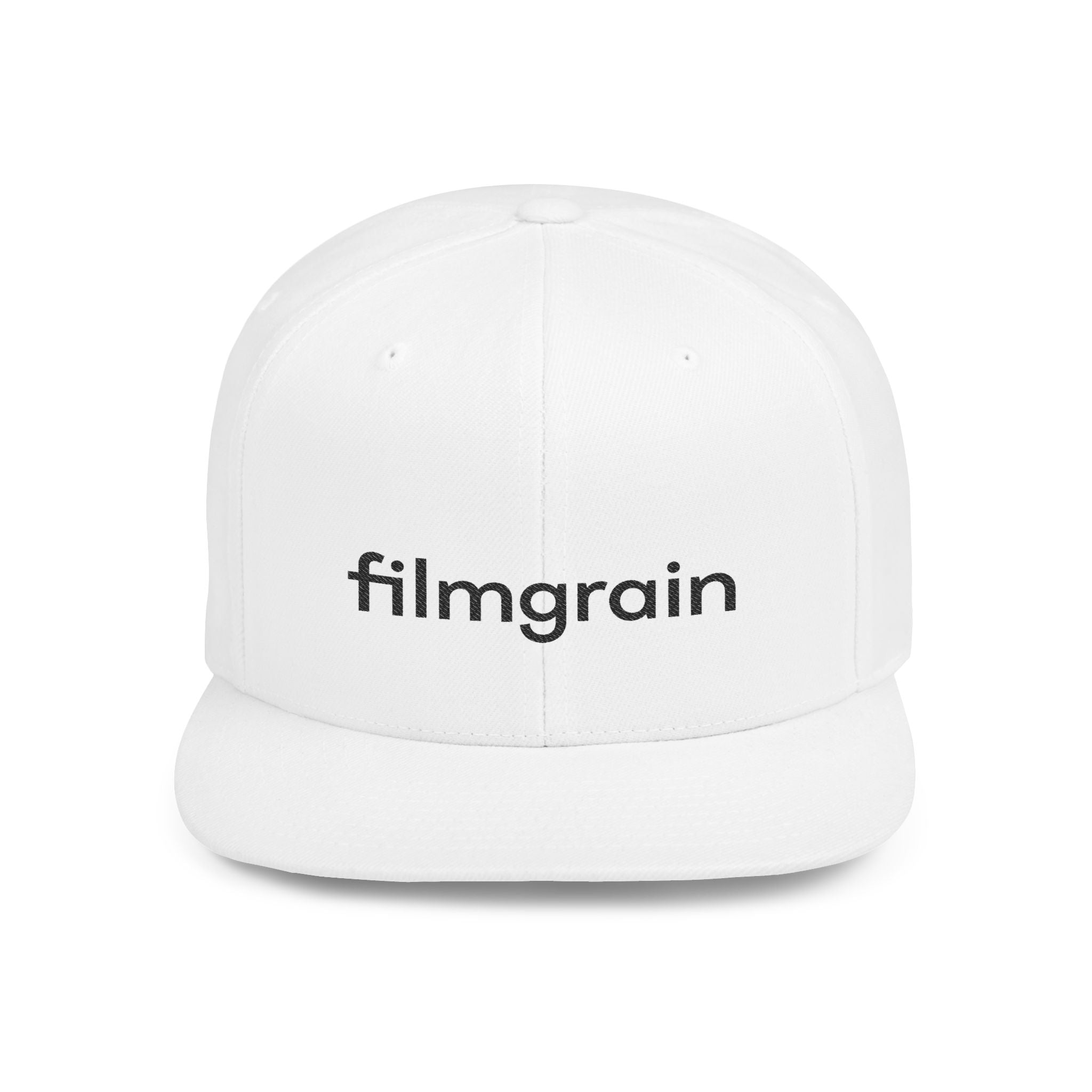 Snapback Hat — "filmgrain" Embroidered Flat Bill Cap
